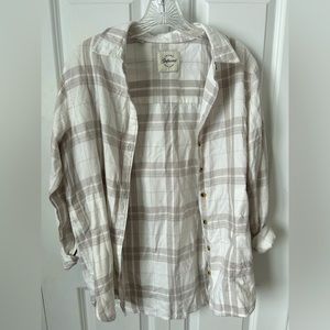 JACHS Girlfriend New York Women’s Flannel | Gray and White | Size Small